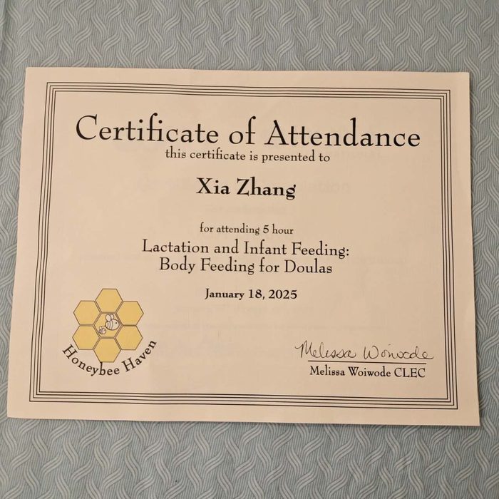 Honeybee Haven Lactation and Infant Feeding certificate